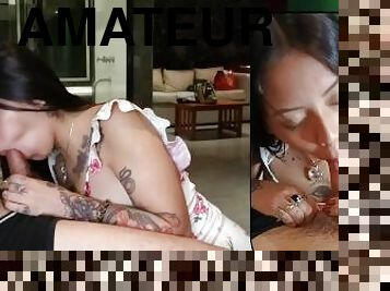 SEXY SCHOOLGIRL WITH TATTOOS LIKES TO SUCK COCK
