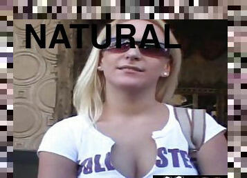 Natural blonde Erin Moore is thrilled to get naked and boned in a car