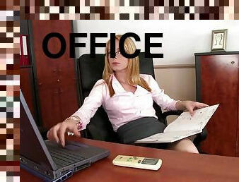 Blonde in a Miniskirt Gets Fucked Hard at the Office