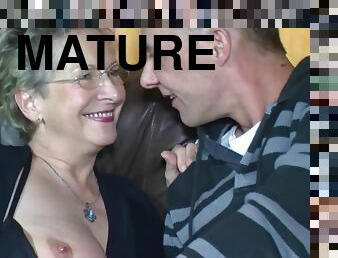 Mature men with old girl hot sex in sofa