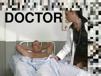 Nice Doctor Gives Her Patient a Handjob and Rides Cowgirl Style