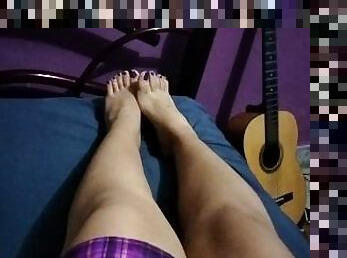 Femboy shows feet