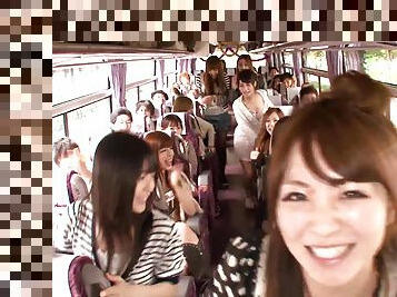 Crazy Orgy in a Moving Bus with Cock Sucking and Riding Japanese Sluts