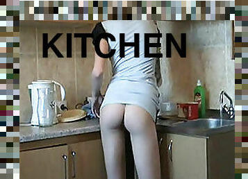 Homemade Vid Of A Hot Blonde Ex-GF Fingering in the Kitchen