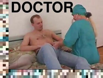 Vixenish doctor gives her horny patient a special exam