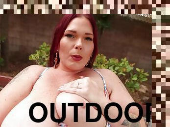 Fat Ass Redhead BBW Foxy Roxy Hart - Big tits solo outdoors - masturbation