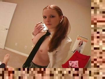 Shapely Pigtails Teen With Natural Tits Displaying Her Hot Ass