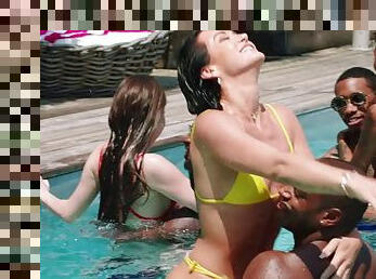 BLACKED Barbie, Stefany and Zuzu have a 3 BBC orgy by the pool