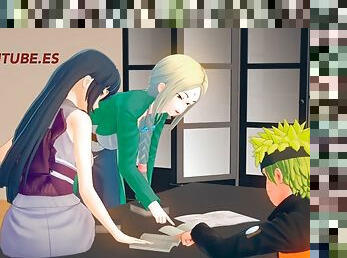 Naruto Hentai 3D - Naruto FUCKS Sakura UNDER THE TABLE WHILE TALKING TO Hinata AND Tsunade - Anime Manga sex porn animation