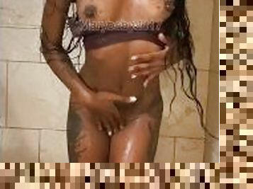 Petite Ebony Tattoo Slut Showers