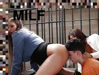 Passionate MILFs swap young inmate's cock in prison FFM rounds