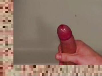 jerking off a juicy dick in the bathroom