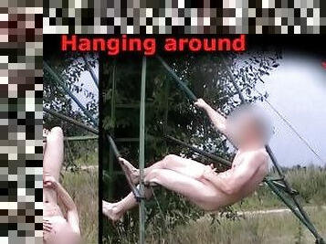 Young Tobi  Hanging around naked horny next to public path while fapping. Exhibitionist Tobi00815