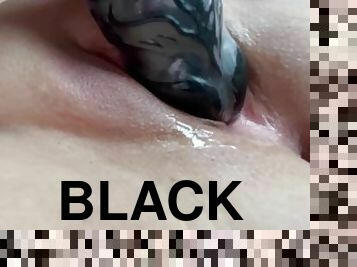 Big 16inch black dildo stretching my pussy!