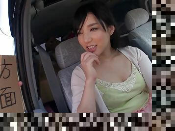 Kinky Japanese couple gets hot and feisty in a car fucking