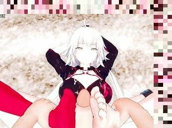 Jeanne D'arc Gives You a Footjob At The Beach! Fate/Grand Order Feet POV