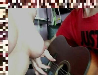 I won't let my husband practice his guitar. Natural tits, funny video POV
