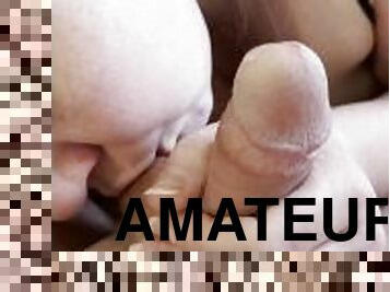 amatör, avsugning, cumshot, milf, par, blond, massiv, retande