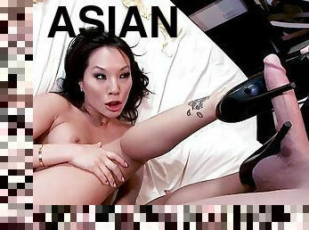 Asian with smashing lines granted huge cock to play with in dirty fantasy