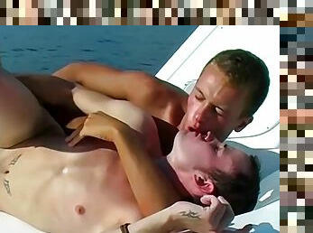 British teens Grant and Valerie have anal sex on a boat outdoors