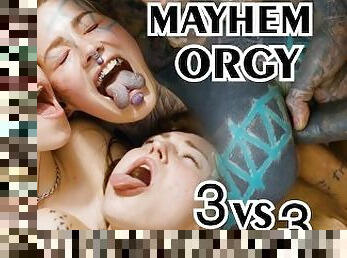 hardcore alternative ORGY - 3 on 3 anal fuck - ATM, gape, DP, ass to mouth, big dick, facial