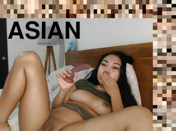 asiático, teta-grande, amador, brinquedo, japonesa, webcam, sozinho, morena