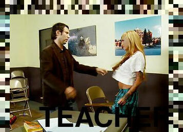 A coed in her uniform gets a very hardcore lesson from her teacher