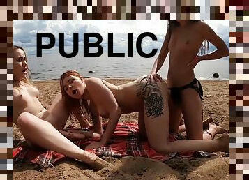 Tommy Gold And Katty West In 3 Hotties Pleasure Each Others Holes On A Public Beach