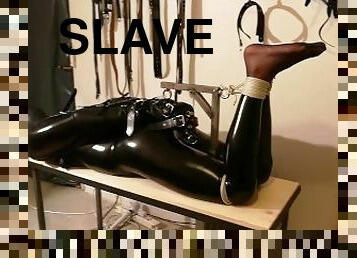 bdsm, esclave, ligotée, latex, bâillonnement, bondage, cuir