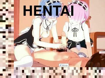 3D/Anime/Hentai. Re:ZERO Starting Life in Another World: Rem & Ram fucked in threesome!!!