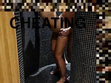 Fucked by a stranger in the shower in the sauna