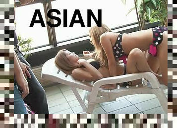 Two hot Asian sluts getting frisky with each other