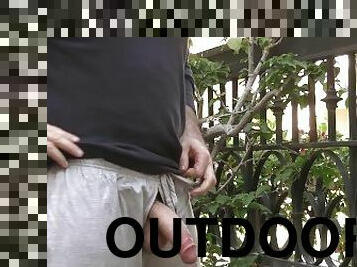 RISKY outdoor! Jacking off to the neighbo! I know she does this on purpose.