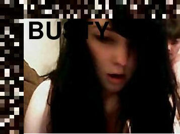 Busty Burnette Teen Sucks Cock and Then Gets Fucked and Facialized On Webcam