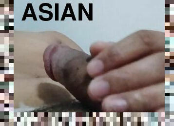 Asian Pinoy showing cum after jacking off