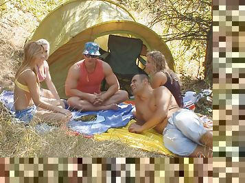 Couple of friends decide to have an orgy while camping