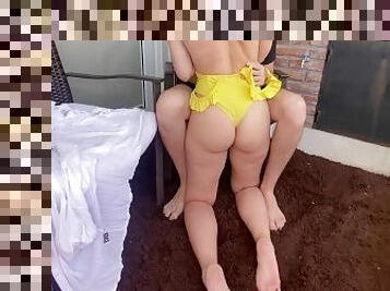 On an outdoor balcony, I wanted to suck his cock and let the cum in my throat - PART 2