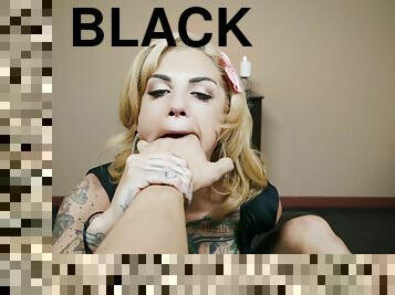 Tattooed black hussy with a killer body gets fucked hard