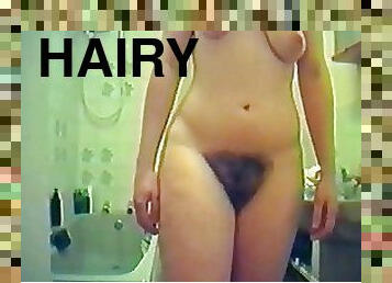Babe With an Insanely Hairy Pussy in the Bathroom Caught By Hidden Voyeur Cam