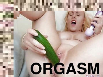 rumpe, orgasme, pussy, blond, knulling-fucking, muskuløs, elskerinne, femdom, grønnsak