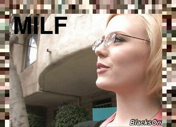 MILF with Glasses Gets Interracial DP'd by Two Black Guys