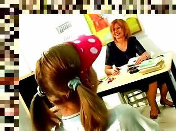 Teen Slut Is Used By Her Lesbian MILF Teacher With Big Dildo