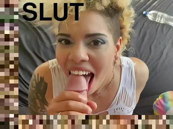 Throat Fucking And Anal Training Fucking My Cum Dumpster Slut With Using With Eddie Danger And Tattooed Teen