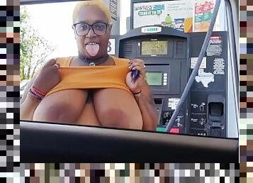 Flashing My Big 38N Tits At The Gas Station