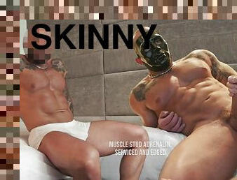 Skinny twink jerks off huge bodybuilder for some cash @WorldStudZ