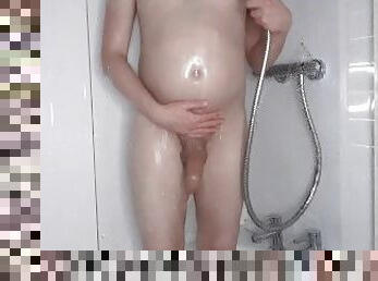 Shower with bloated belly