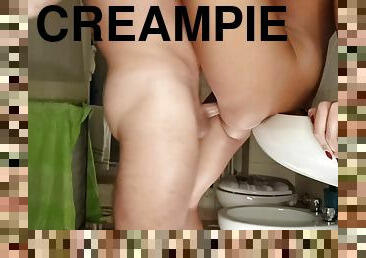 Anal Creampie After Rough Sex As A Gift For Valentines Day: Step-father Power Fucks His Step-daughter In The Bathroom