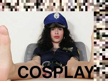 Sexy cop DollyC gives you an ultra-sexy nylon tease