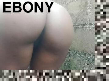 EBONY PEE  THEN MASTERBATER OUTDOOR