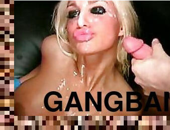 Massive Bukkake Gangbang For This Stunning Blonde